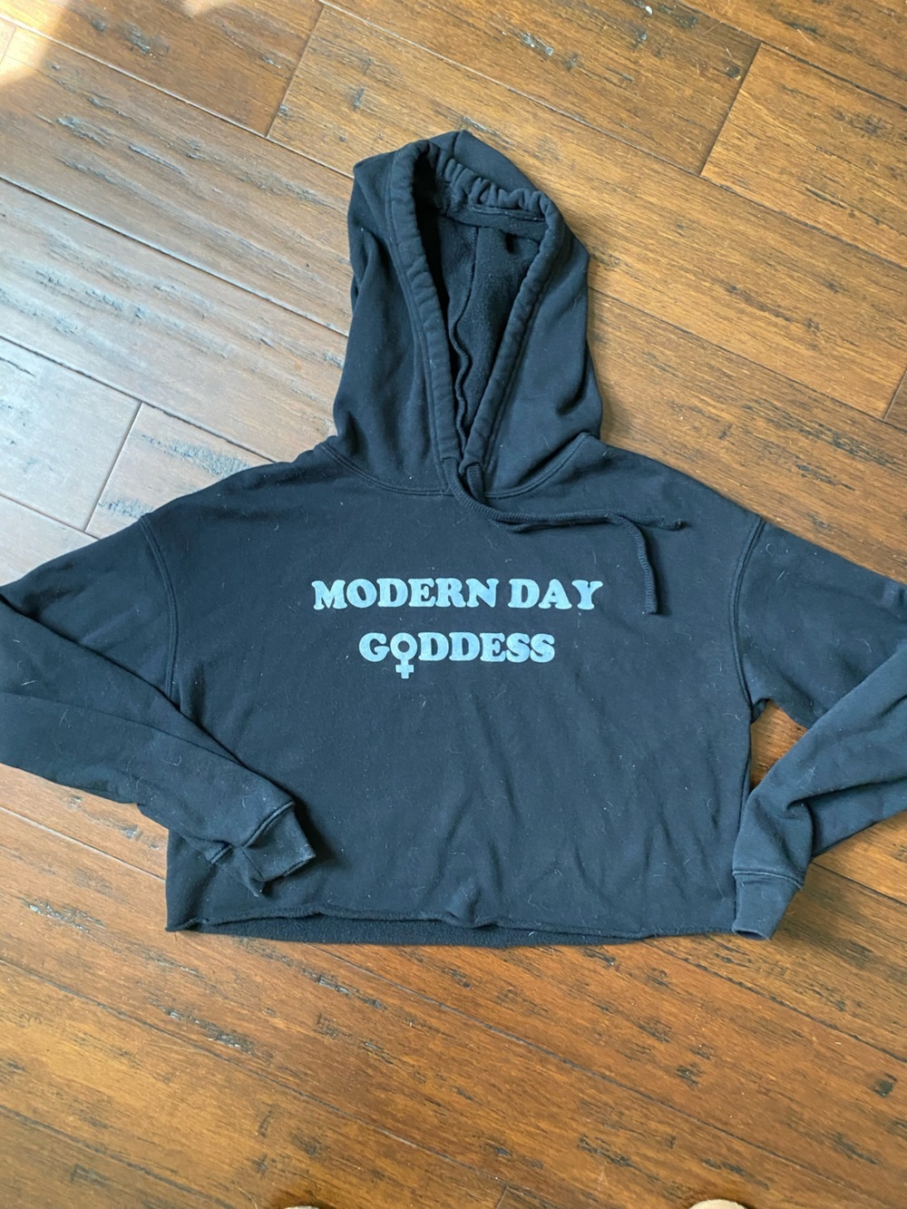 Modern Day Goddess Black Cropped Hoodie